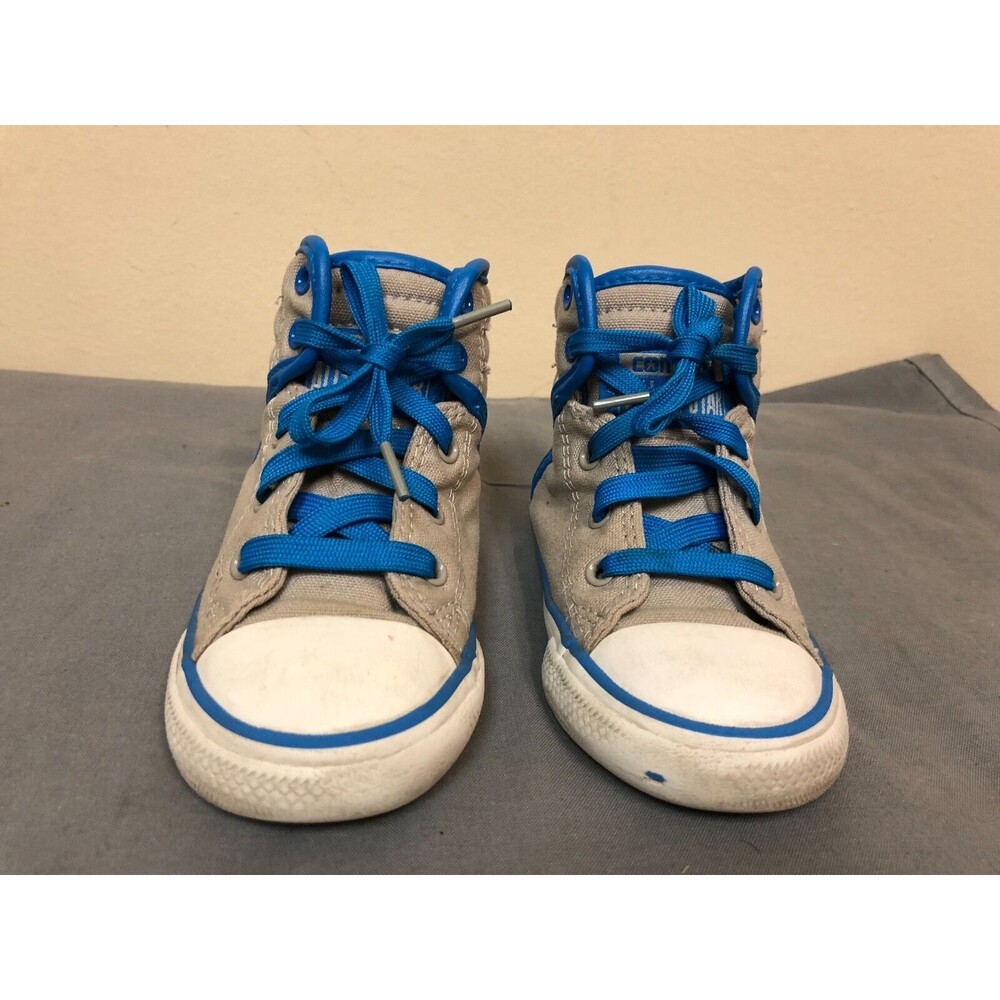 Converse All Star hi top Kids sneakers lace up shoes -gray/royal blue Size US 8